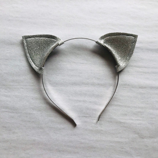 Silver Glitter Cat Ears
